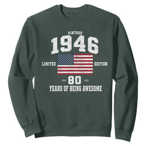 80th Birthday Sweatshirt Vintage 1946 Limited Edition 80 Years Of Being Awesome USA Flag
