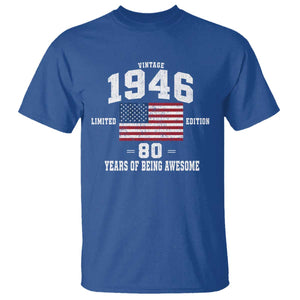 80th Birthday T Shirt Vintage 1946 Limited Edition 80 Years Of Being Awesome USA Flag