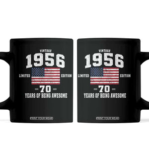 70th Birthday Coffee Mug Vintage 1956 Limited Edition 70 Years Of Being Awesome USA Flag