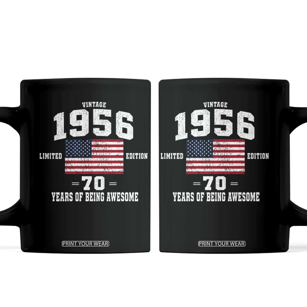 70th Birthday Coffee Mug Vintage 1956 Limited Edition 70 Years Of Being Awesome USA Flag