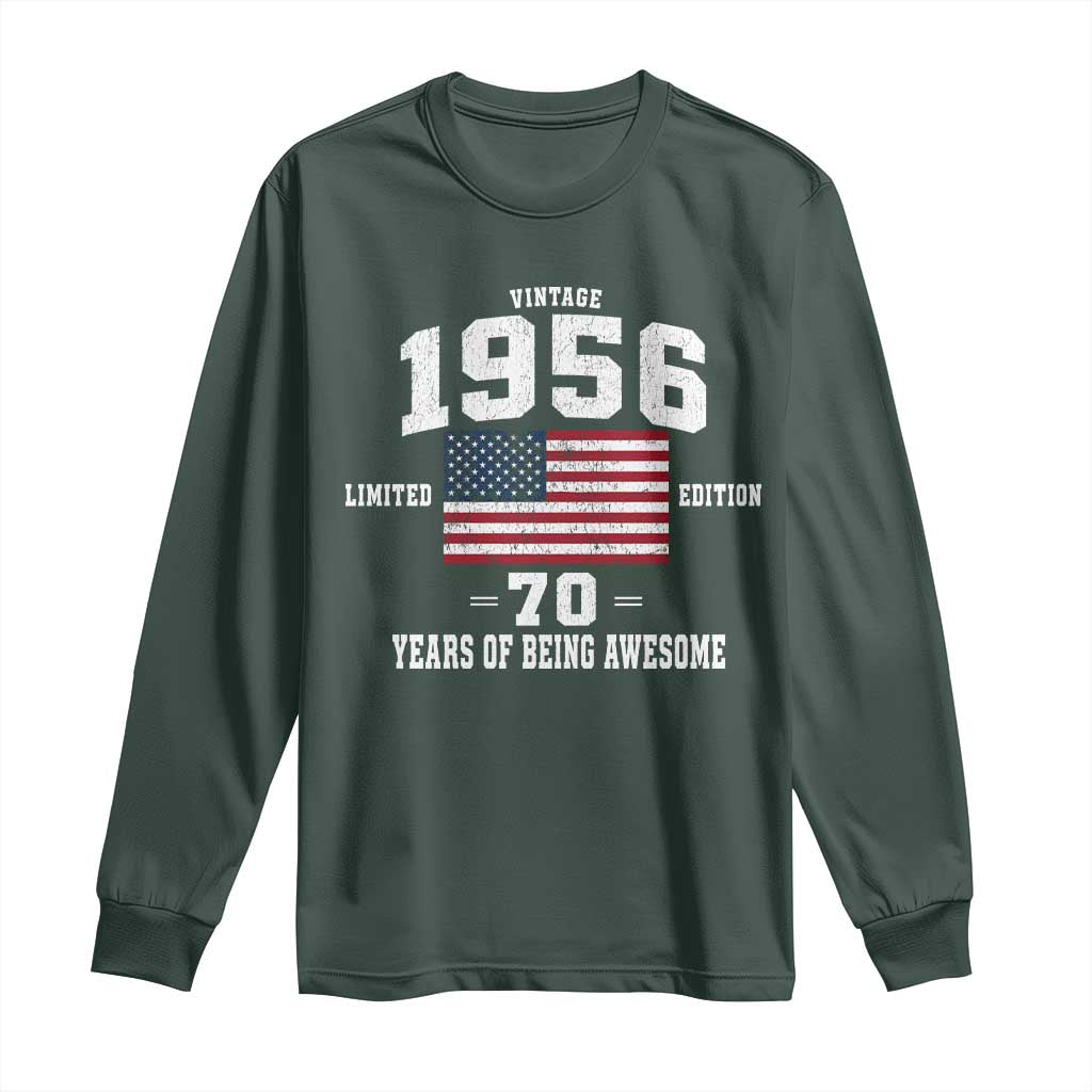 70th Birthday Long Sleeve Shirt Vintage 1956 Limited Edition 70 Years Of Being Awesome USA Flag