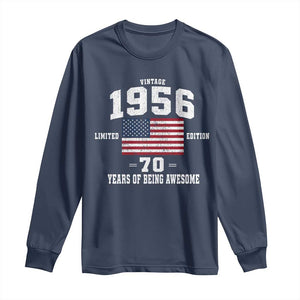 70th Birthday Long Sleeve Shirt Vintage 1956 Limited Edition 70 Years Of Being Awesome USA Flag