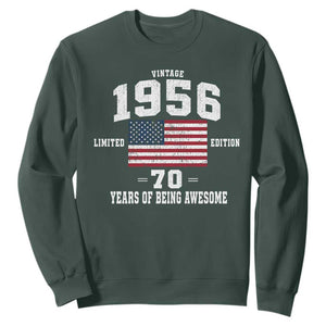 70th Birthday Sweatshirt Vintage 1956 Limited Edition 70 Years Of Being Awesome USA Flag