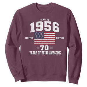 70th Birthday Sweatshirt Vintage 1956 Limited Edition 70 Years Of Being Awesome USA Flag
