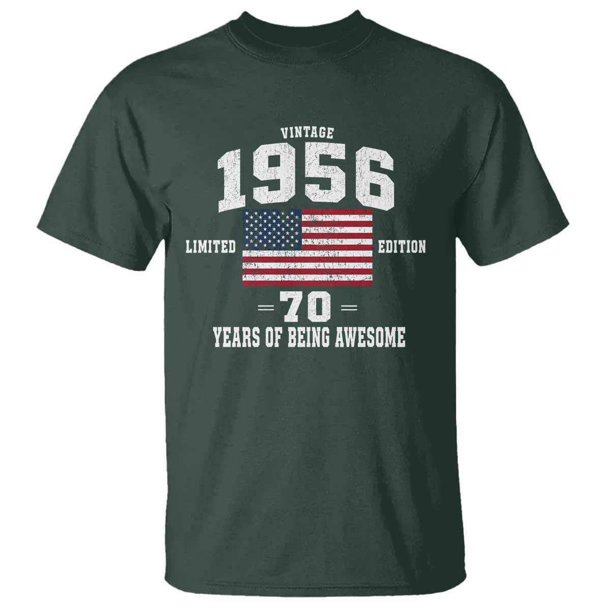 70th Birthday T Shirt Vintage 1956 Limited Edition 70 Years Of Being Awesome USA Flag
