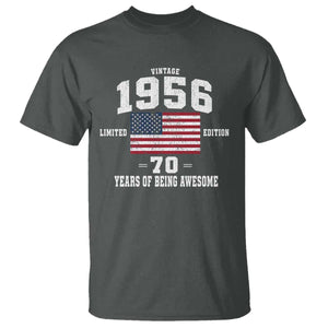 70th Birthday T Shirt Vintage 1956 Limited Edition 70 Years Of Being Awesome USA Flag