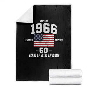 60th Birthday Throw Blanket Vintage 1966 Limited Edition 60 Years Of Being Awesome USA Flag