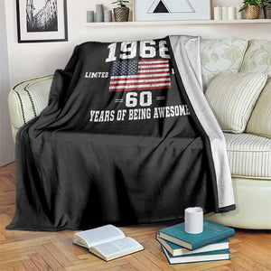 60th Birthday Throw Blanket Vintage 1966 Limited Edition 60 Years Of Being Awesome USA Flag