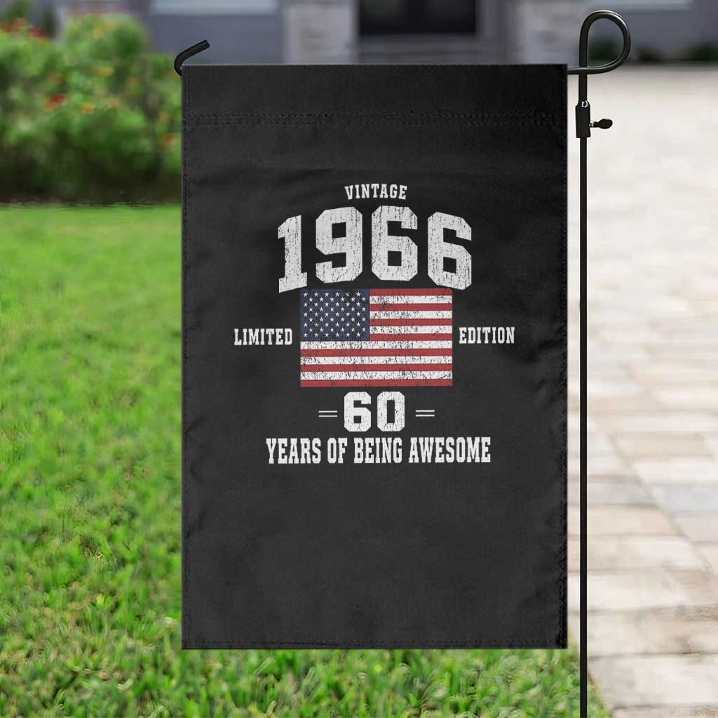 60th Birthday Garden Flag Vintage 1966 Limited Edition 60 Years Of Being Awesome USA Flag