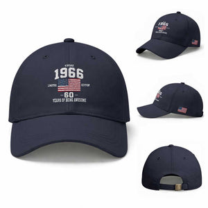 60th Birthday Baseball Cap Vintage 1966 Limited Edition 60 Years Of Being Awesome USA Flag