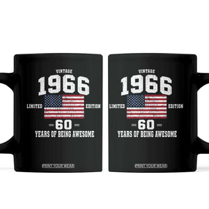 60th Birthday Coffee Mug Vintage 1966 Limited Edition 60 Years Of Being Awesome USA Flag