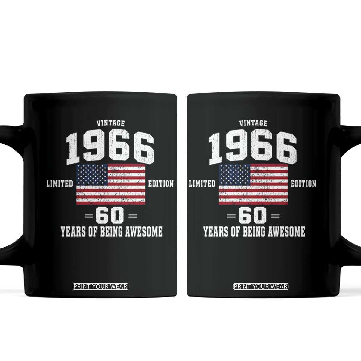 60th Birthday Coffee Mug Vintage 1966 Limited Edition 60 Years Of Being Awesome USA Flag