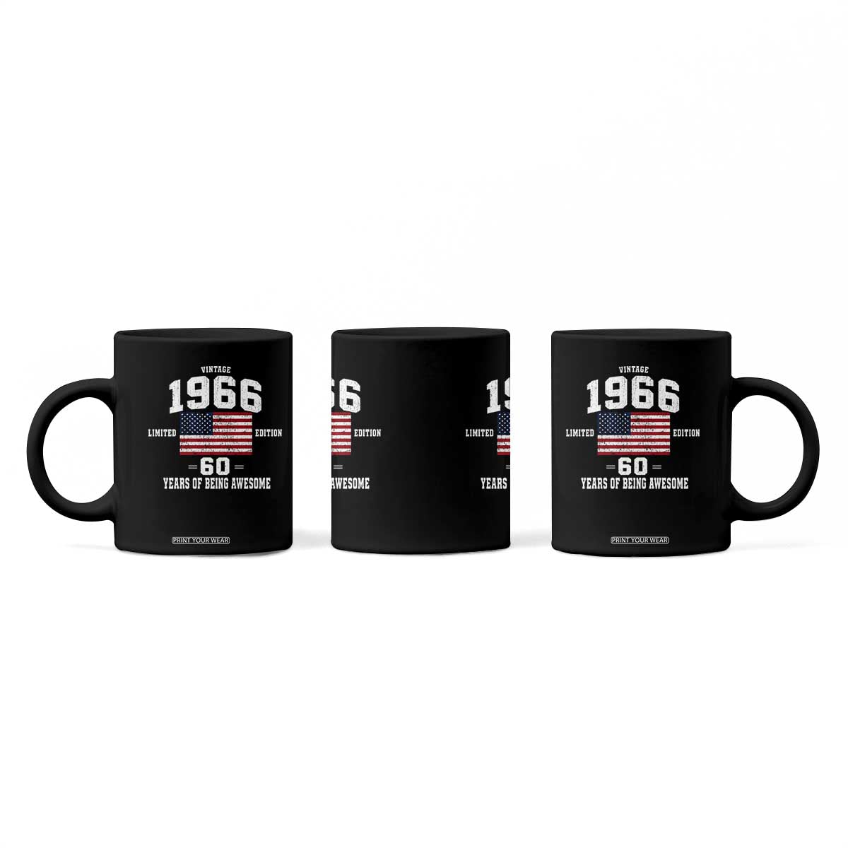 60th Birthday Coffee Mug Vintage 1966 Limited Edition 60 Years Of Being Awesome USA Flag