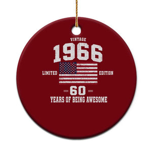 60th Birthday Ceramic Ornament Vintage 1966 Limited Edition 60 Years Of Being Awesome USA Flag