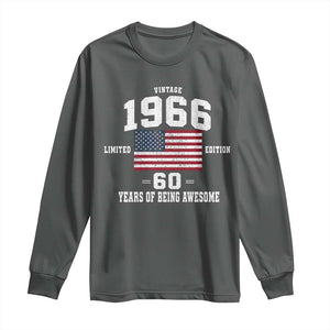 60th Birthday Long Sleeve Shirt Vintage 1966 Limited Edition 60 Years Of Being Awesome USA Flag