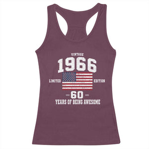 60th Birthday Racerback Tank Top Vintage 1966 Limited Edition 60 Years Of Being Awesome USA Flag