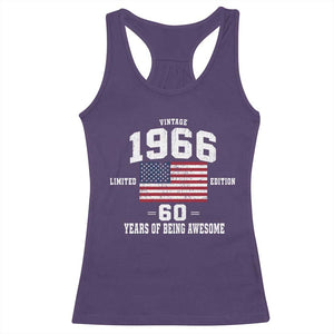 60th Birthday Racerback Tank Top Vintage 1966 Limited Edition 60 Years Of Being Awesome USA Flag