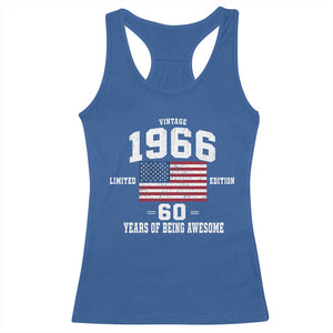 60th Birthday Racerback Tank Top Vintage 1966 Limited Edition 60 Years Of Being Awesome USA Flag