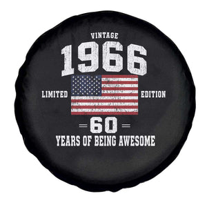 60th Birthday Spare Tire Cover Vintage 1966 Limited Edition 60 Years Of Being Awesome USA Flag