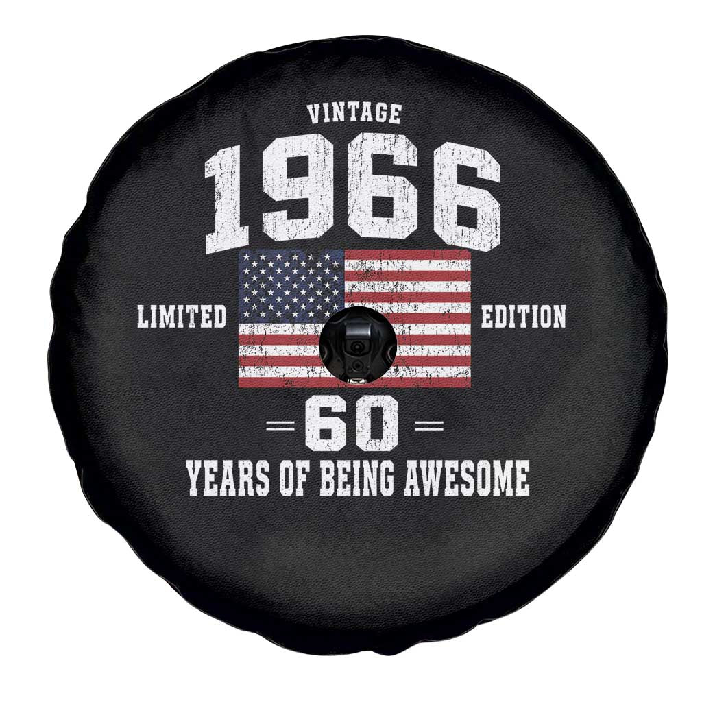 60th Birthday Spare Tire Cover Vintage 1966 Limited Edition 60 Years Of Being Awesome USA Flag