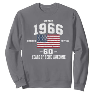 60th Birthday Sweatshirt Vintage 1966 Limited Edition 60 Years Of Being Awesome USA Flag