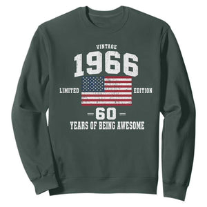 60th Birthday Sweatshirt Vintage 1966 Limited Edition 60 Years Of Being Awesome USA Flag