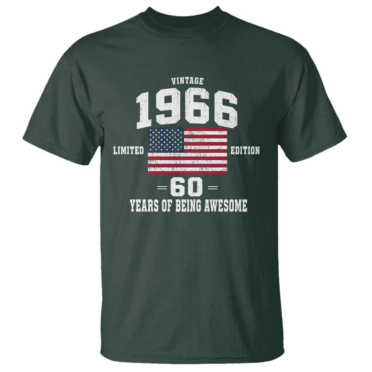 60th Birthday T Shirt Vintage 1966 Limited Edition 60 Years Of Being Awesome USA Flag