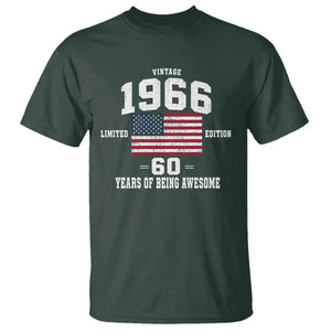 60th Birthday T Shirt Vintage 1966 Limited Edition 60 Years Of Being Awesome USA Flag