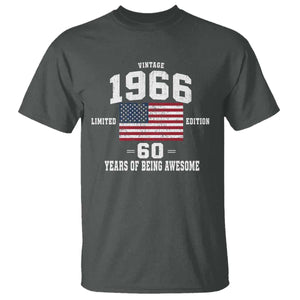 60th Birthday T Shirt Vintage 1966 Limited Edition 60 Years Of Being Awesome USA Flag