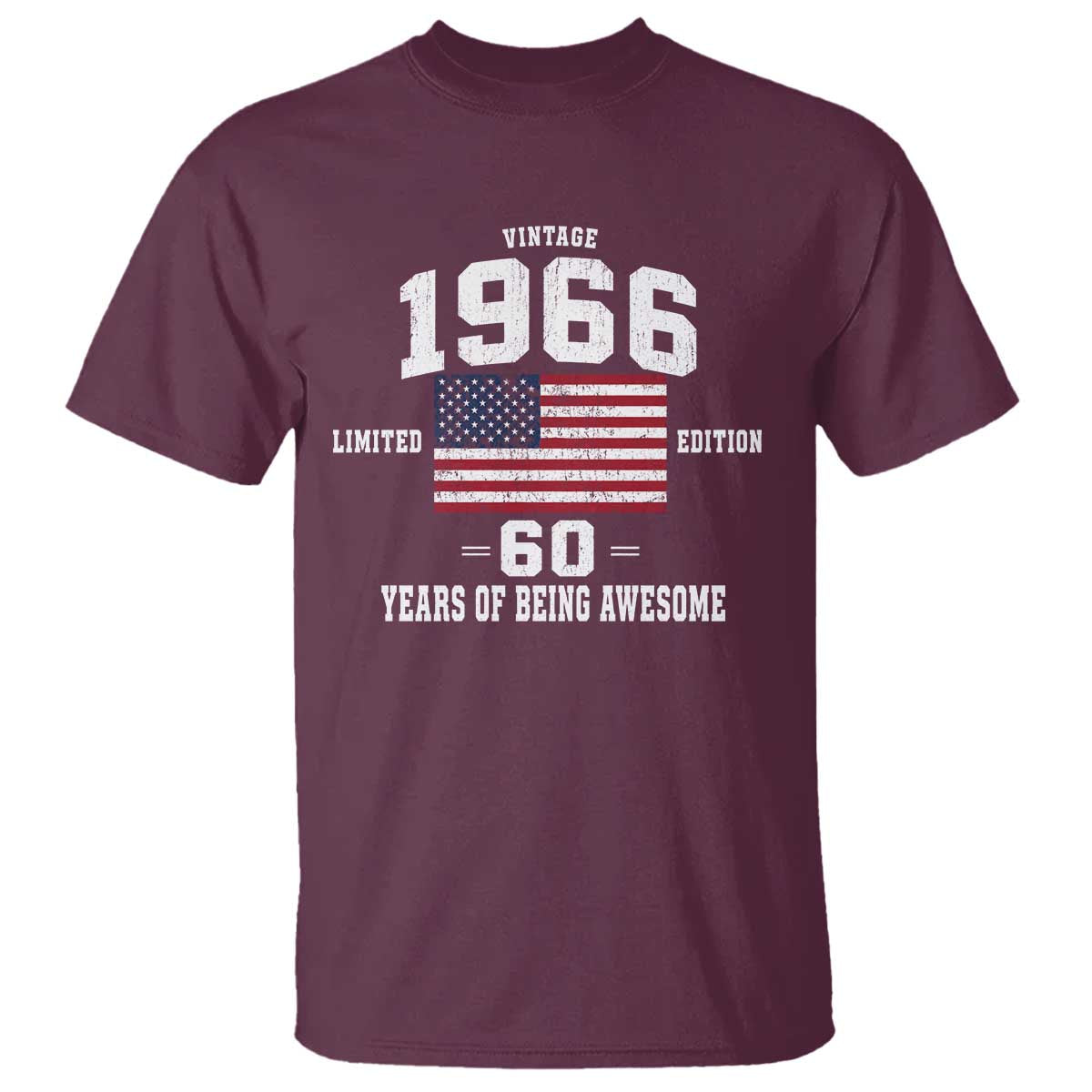 60th Birthday T Shirt Vintage 1966 Limited Edition 60 Years Of Being Awesome USA Flag
