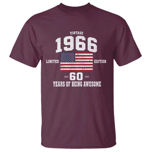60th Birthday T Shirt Vintage 1966 Limited Edition 60 Years Of Being Awesome USA Flag