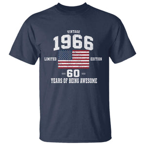 60th Birthday T Shirt Vintage 1966 Limited Edition 60 Years Of Being Awesome USA Flag