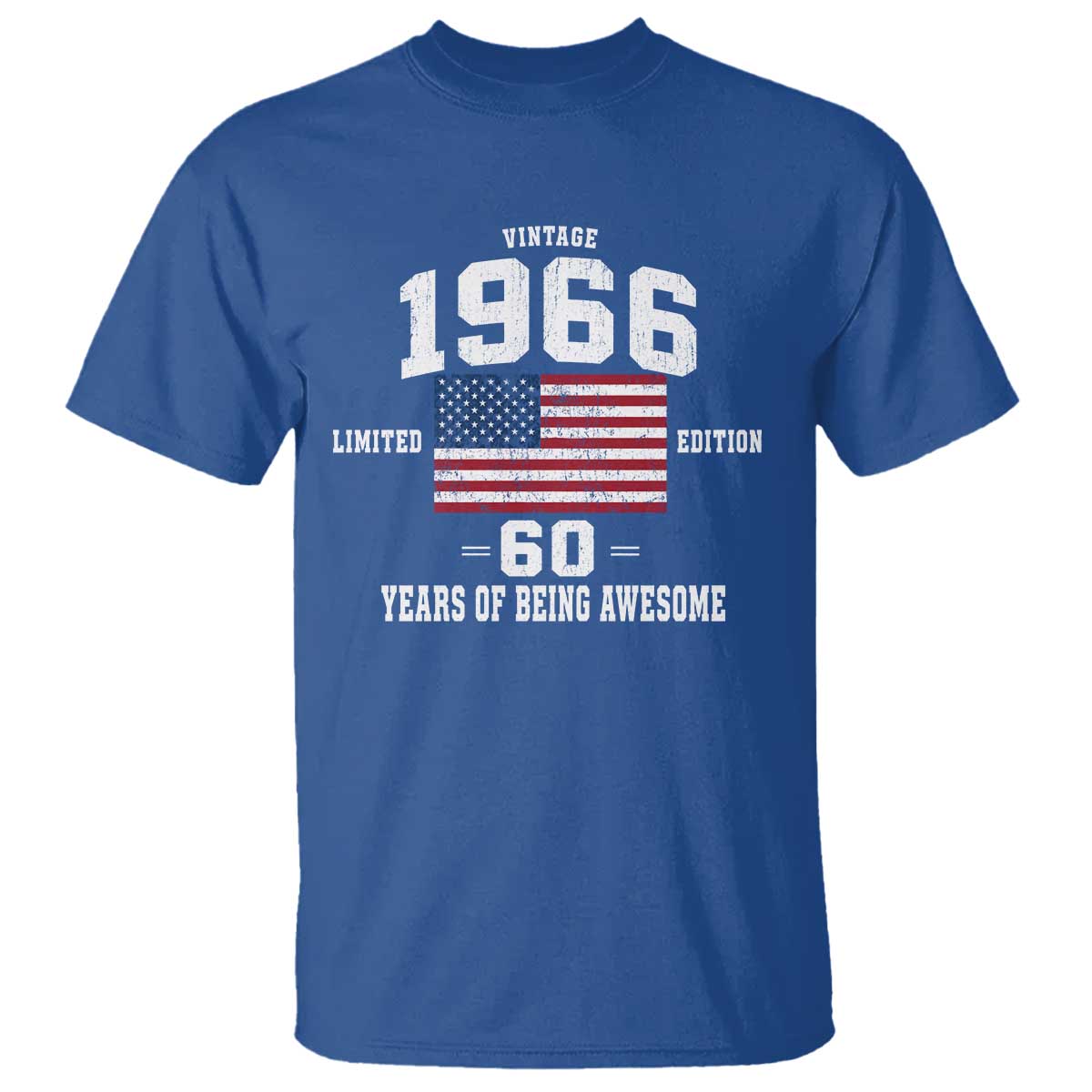 60th Birthday T Shirt Vintage 1966 Limited Edition 60 Years Of Being Awesome USA Flag