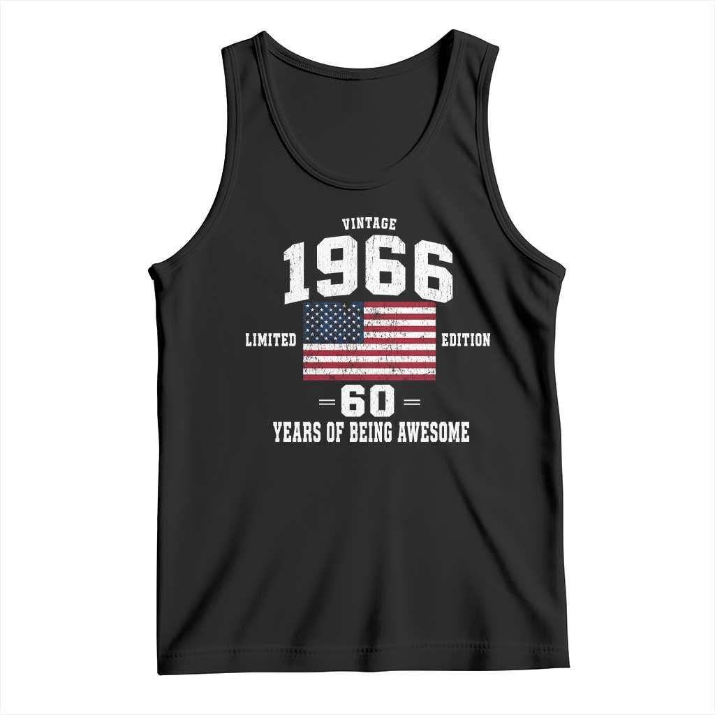 60th Birthday Tank Top Vintage 1966 Limited Edition 60 Years Of Being Awesome USA Flag