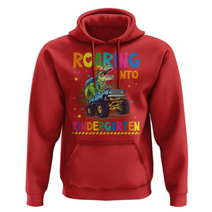 Roaring Into Kindergarten Hoodie Back to School Dinosaur T-Rex Monster Truck TS11 Red Print Your Wear