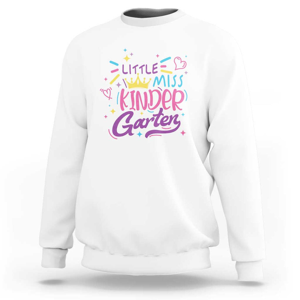 Little Miss Kindergarten Sweatshirt Back To School Crown Lovely Heart TS11 White Print Your Wear