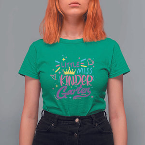 Little Miss Kindergarten T Shirt For Women Back To School Crown Lovely Heart TS11 Irish Green Print Your Wear