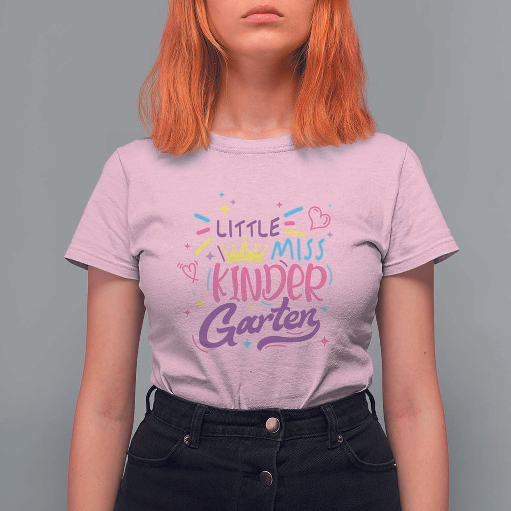 Little Miss Kindergarten T Shirt For Women Back To School Crown Lovely Heart TS11 Light Pink Print Your Wear