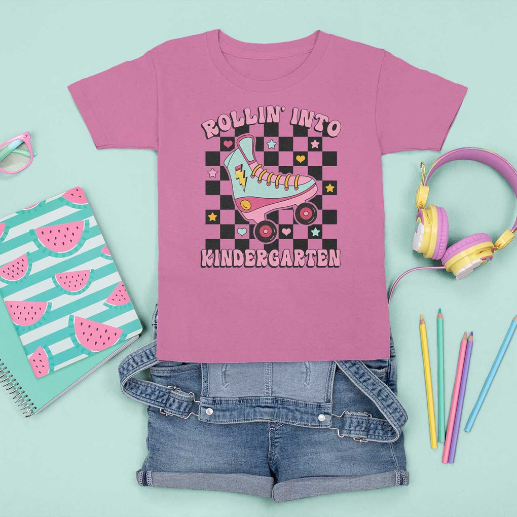Rolling Into Kindergarten T Shirt For Kid Back To School Roller Skating Girl TS11 Azalea Print Your Wear