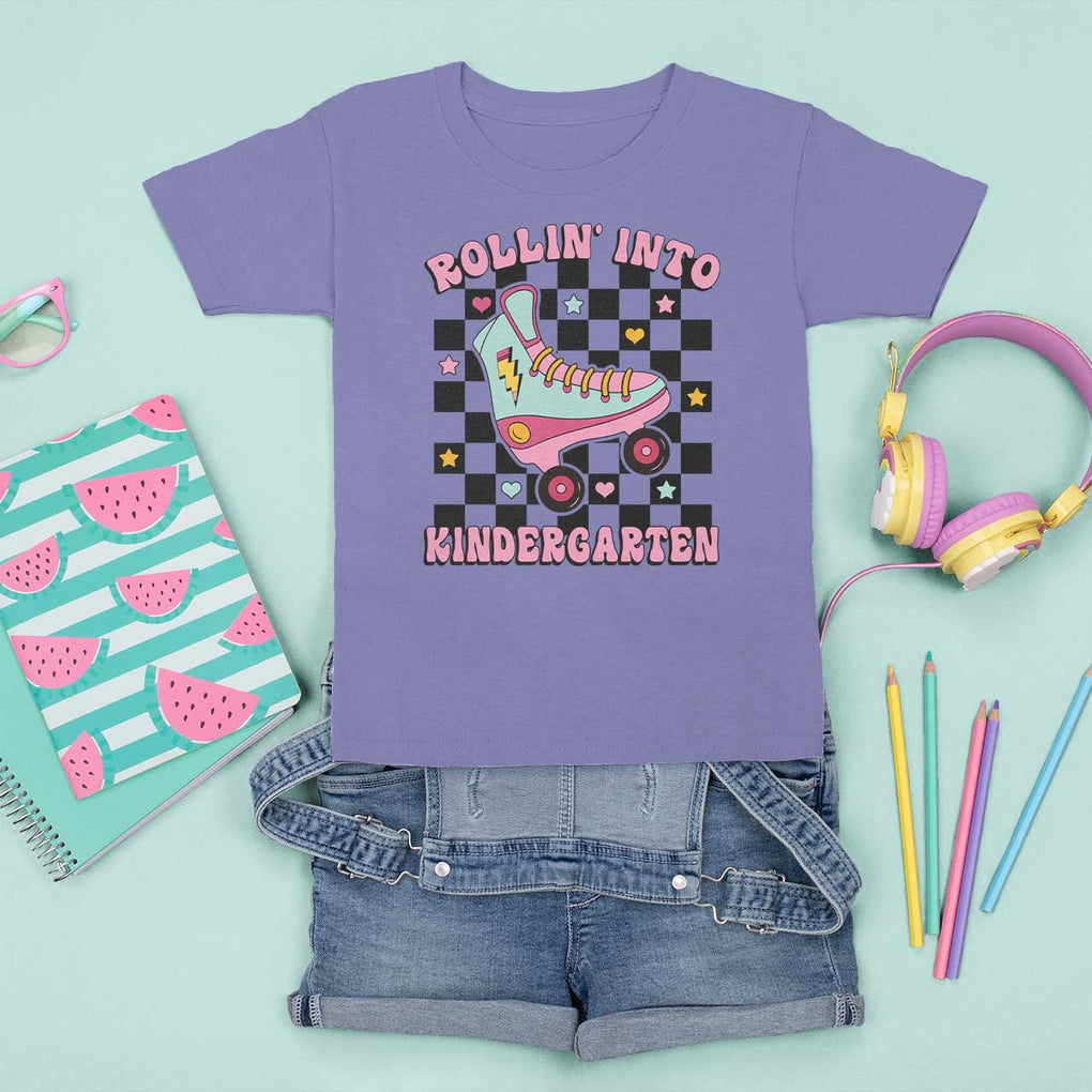 Rolling Into Kindergarten T Shirt For Kid Back To School Roller Skating Girl TS11 Violet Print Your Wear