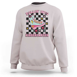 Rolling Into Kindergarten Sweatshirt Back To School Roller Skating Girl TS11 Ice Gray Print Your Wear