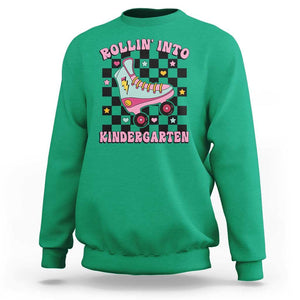 Rolling Into Kindergarten Sweatshirt Back To School Roller Skating Girl TS11 Irish Green Print Your Wear