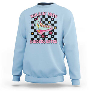 Rolling Into Kindergarten Sweatshirt Back To School Roller Skating Girl TS11 Light Blue Print Your Wear