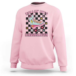 Rolling Into Kindergarten Sweatshirt Back To School Roller Skating Girl TS11 Light Pink Print Your Wear