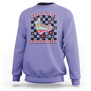 Rolling Into Kindergarten Sweatshirt Back To School Roller Skating Girl TS11 Violet Print Your Wear