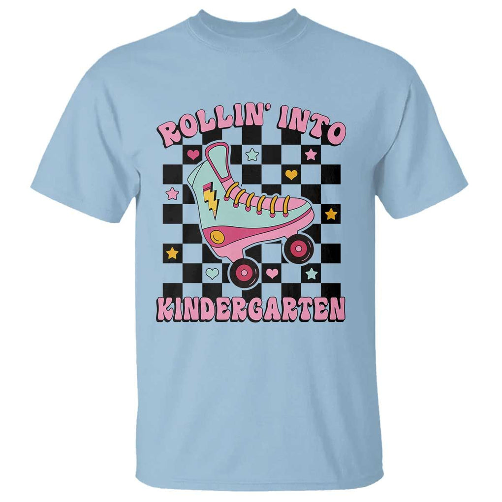 Rolling Into Kindergarten T Shirt Back To School Roller Skating Girl TS11 Light Blue Print Your Wear