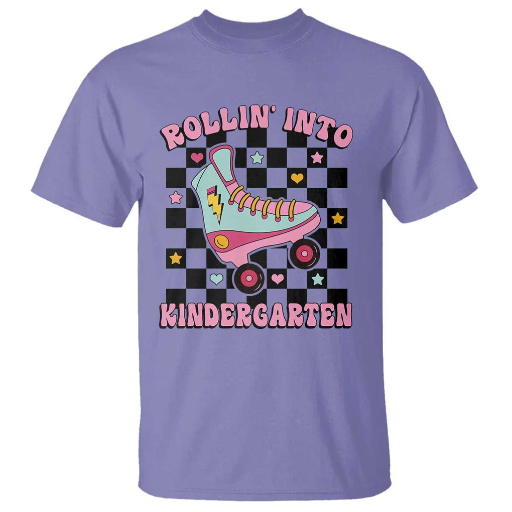 Rolling Into Kindergarten T Shirt Back To School Roller Skating Girl TS11 Violet Print Your Wear