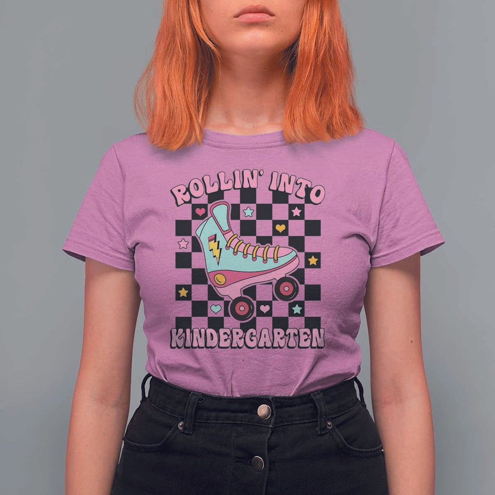 Rolling Into Kindergarten T Shirt For Women Back To School Roller Skating Girl TS11 Azalea Print Your Wear