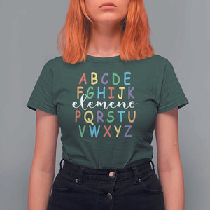 Funny ABC Elemeno Alphabet T Shirt For Women Teacher Back To School TS11 Dark Forest Green Print Your Wear
