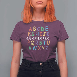 Funny ABC Elemeno Alphabet T Shirt For Women Teacher Back To School TS11 Maroon Print Your Wear